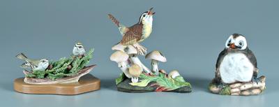 Appraisal: Three Boehm porcelain bird figurines Carolina wren with mushroom marked