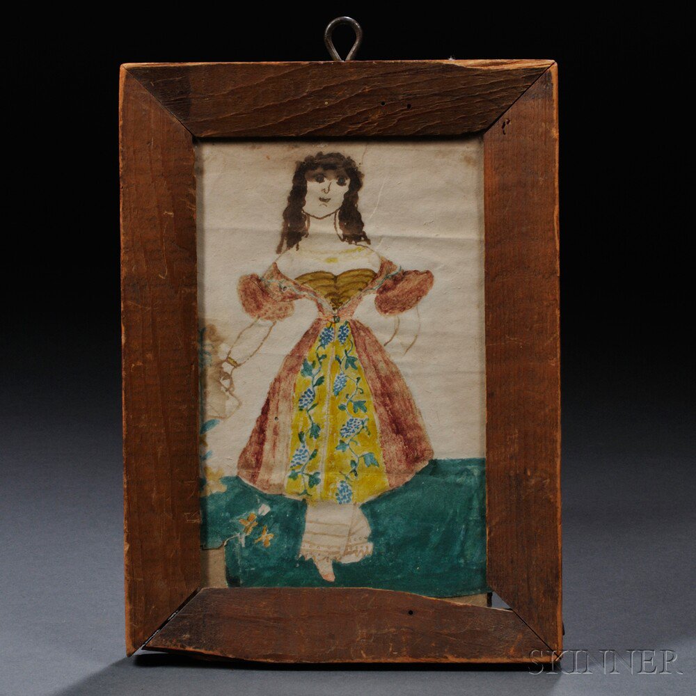 Appraisal: American School th Century Small Portrait of a Lady Wearing