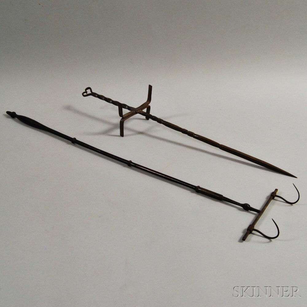 Appraisal: Wrought Iron Spit Stand and a Bird Spit probably England