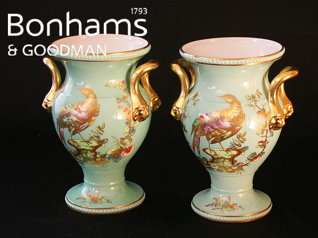 Appraisal: A pair of Copeland Spode twin handled urn shaped vases