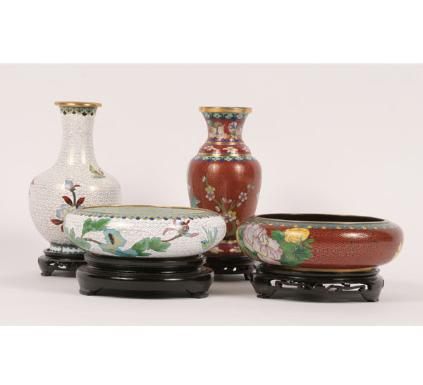 Appraisal: Lot of pieces Asian cloisonne articles bowls and vases on