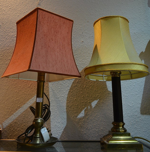 Appraisal: A brass painted column table lampand one other table lamp