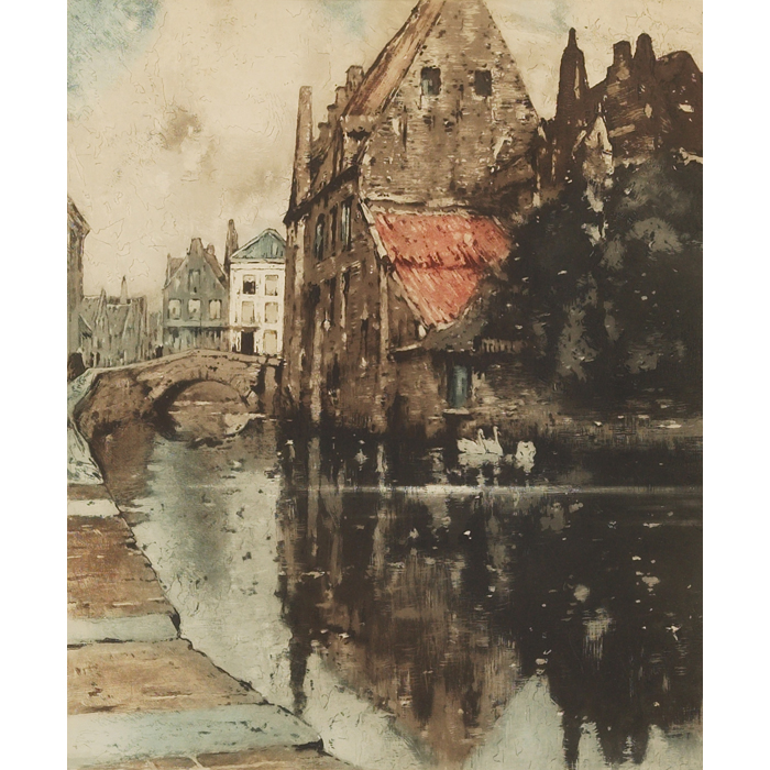 Appraisal: Hendrick Cassiers Belgian - River Scene c etching and aquatint