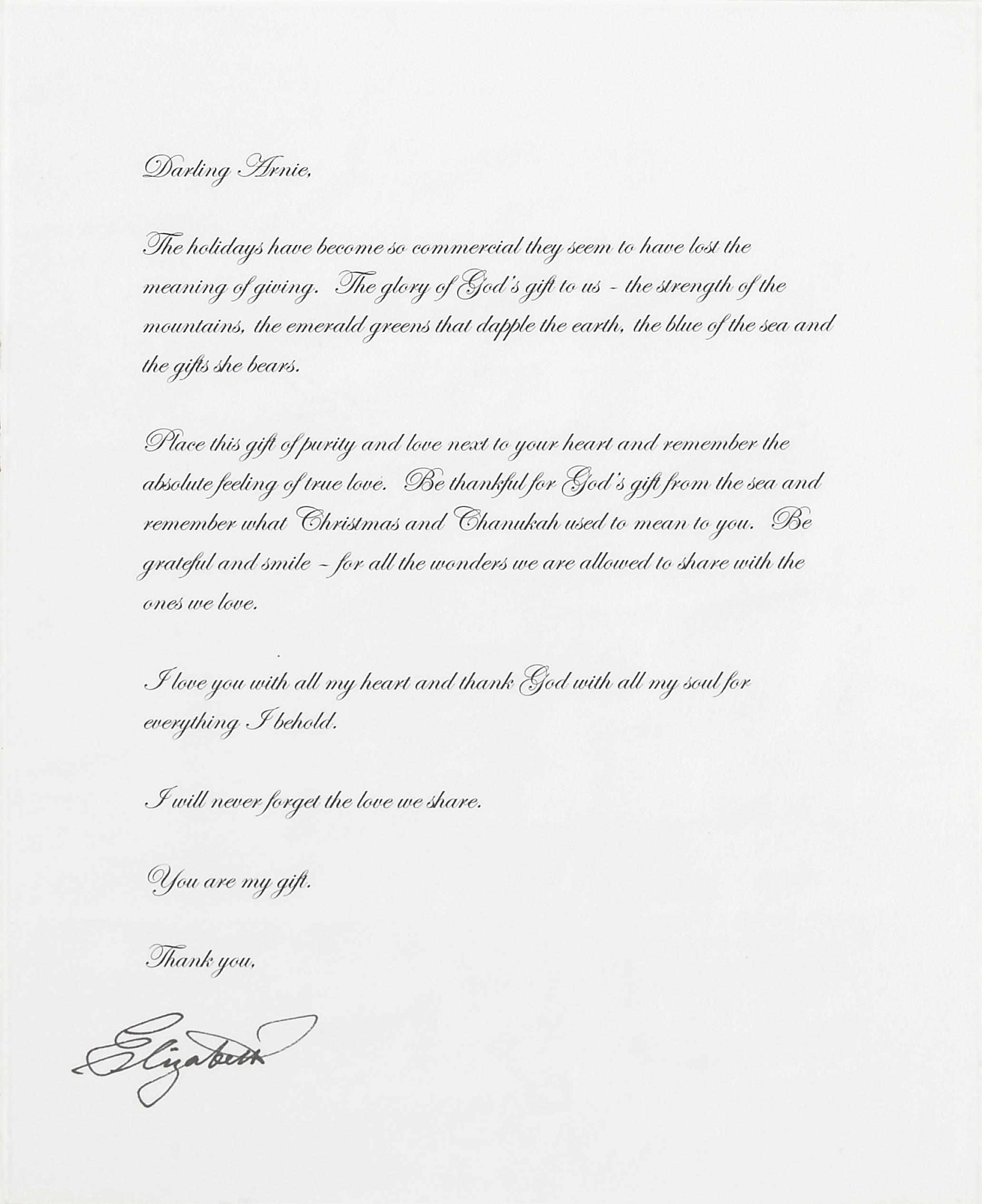 Appraisal: Elizabeth Taylor typed letter signed p n p n d