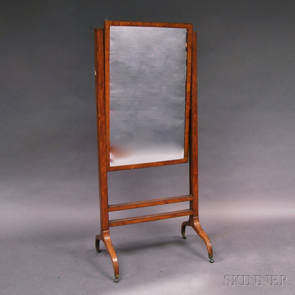 Appraisal: Biedermeier-style Cheval Mirror th century loss ht wd dp in