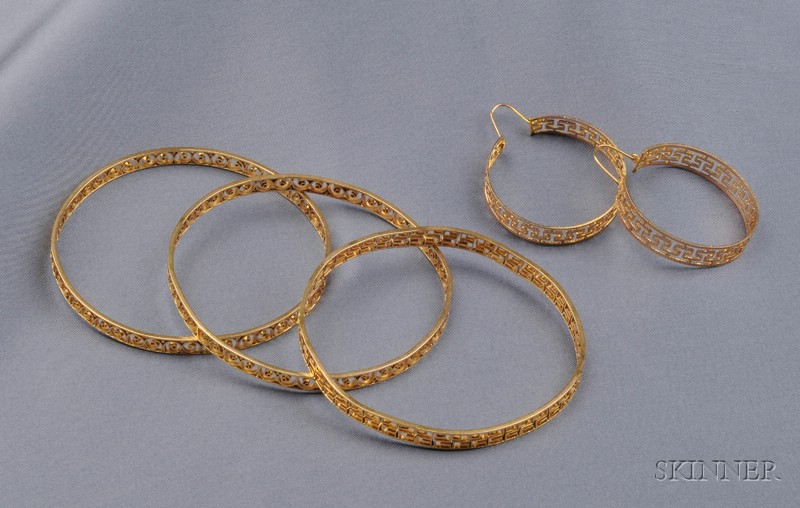 Appraisal: Three kt Gold Bangles a pair and a single together