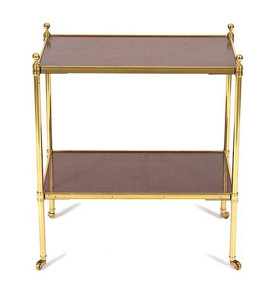 Appraisal: A Two-Tier Brass and Mahogany Side Table Height x width