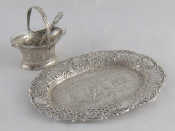 Appraisal: A German assay silver salt formed as handled basket with