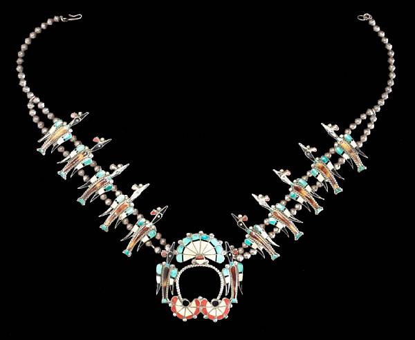 Appraisal: A Zuni inlay necklace Possibly by a member of the