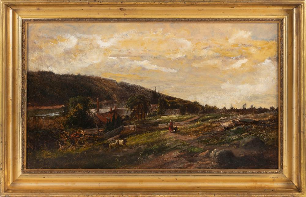 Appraisal: AMERICAN SCHOOL TH CENTURY EXPANSIVE LANDSCAPE WITH A FACTORY ON