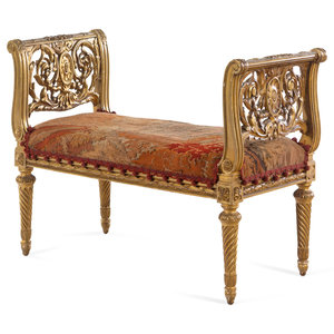 Appraisal: A Louis XVI Style Carved Giltwood Window Seat Late th