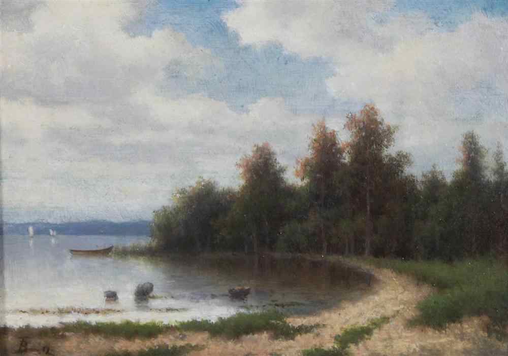 Appraisal: LARS TEODOR BILLING SWEDISH - LAKE VIEW Oil on panel