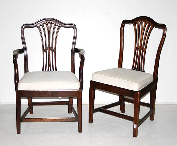 Appraisal: A set of six Queen Anne style inlaid walnut dining