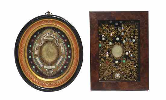 Appraisal: A Continental Pressed-Wax Medallion Centered Reliquary the medallion depicting a