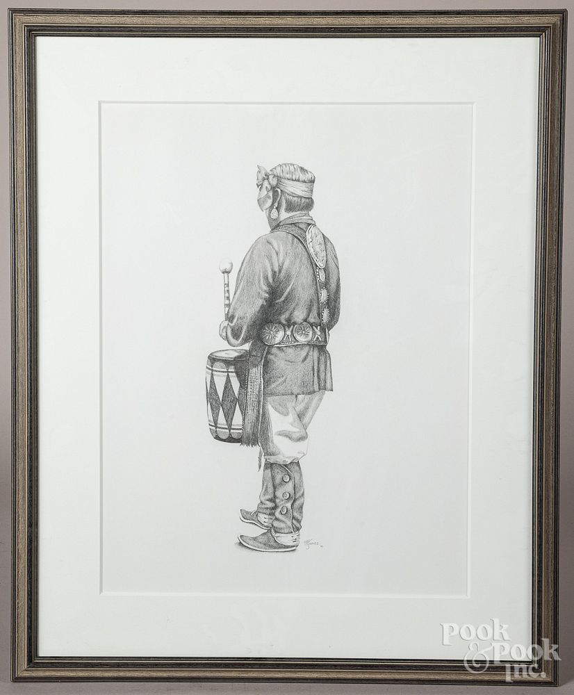 Appraisal: Pencil portrait of a Native American Pencil portrait of a