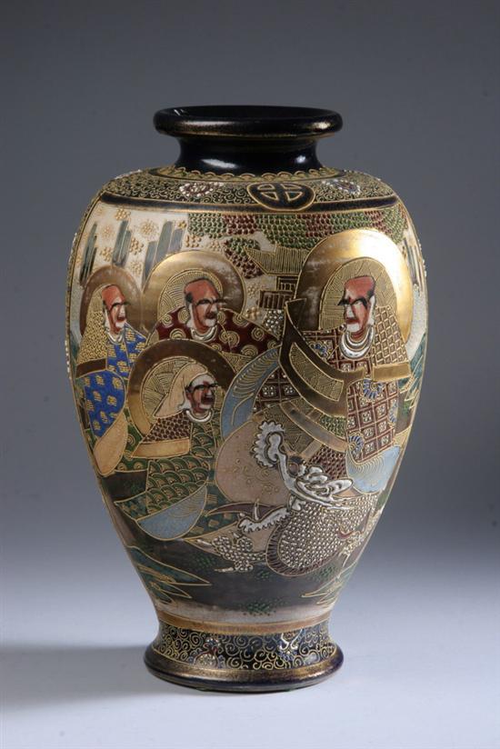 Appraisal: JAPANESE SATSUMA EARTHENWARE VASE Early th century Painted to depict