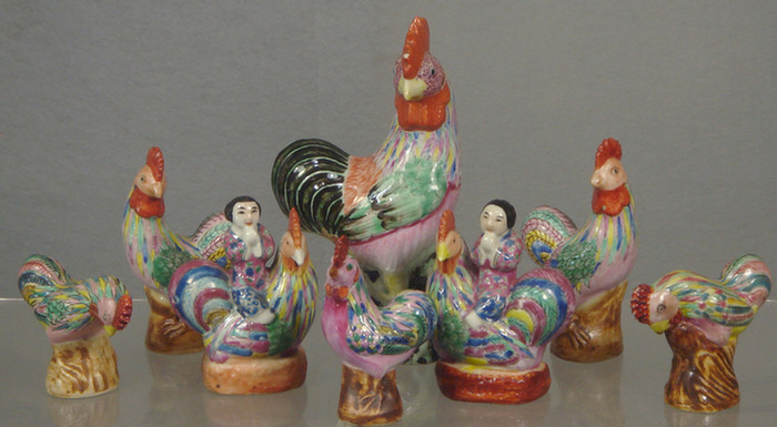 Appraisal: Chinese export porcelain Famille Rose assorted lot of roosters to