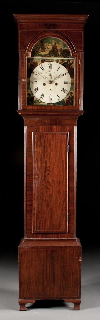 Appraisal: George IV inlaid mahogany tall case clock th century the