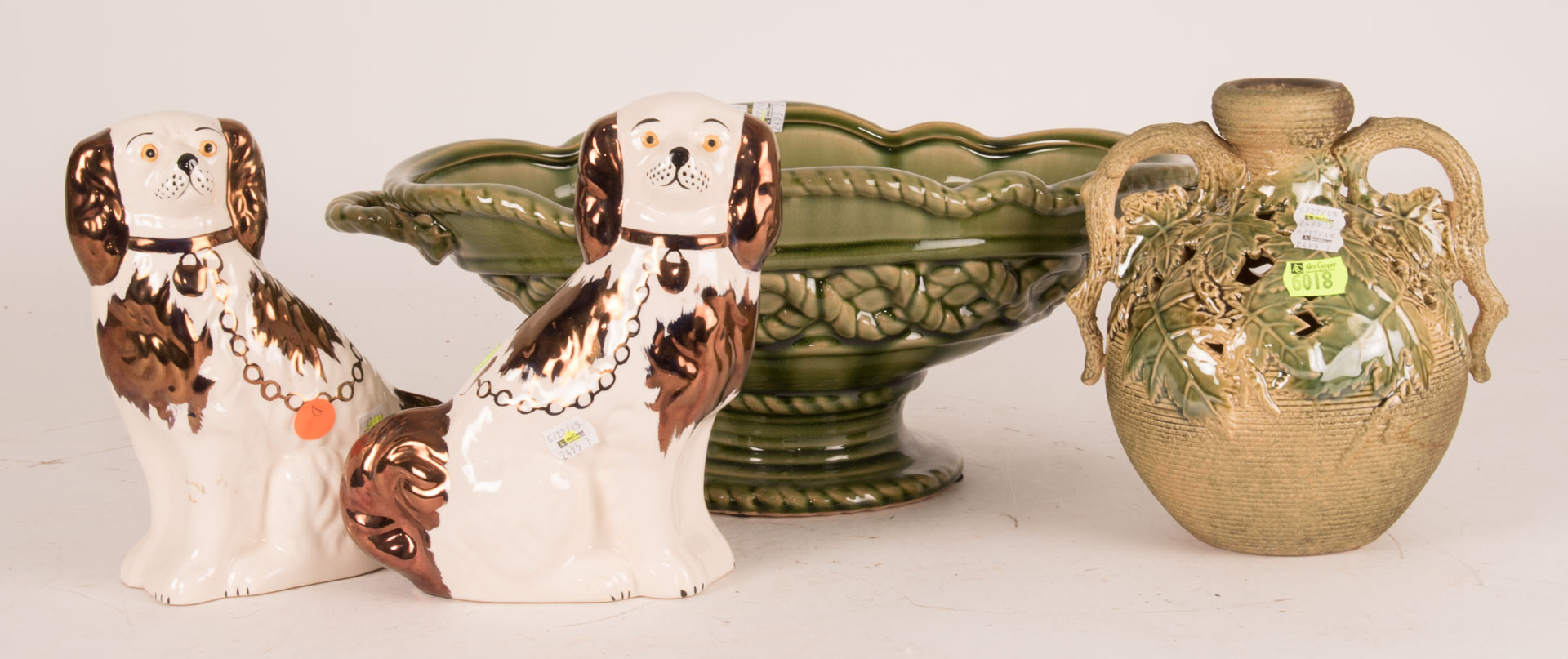 Appraisal: Assorted decorative items including Limoges urns contemporary pottery and abalone