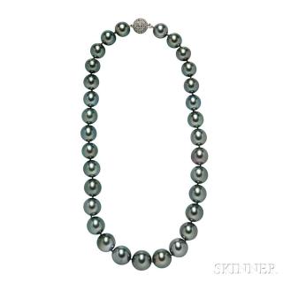 Appraisal: Tahitian Pearl Necklace composed of thirty-one pearls graduating in size