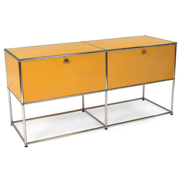 Appraisal: Fritz Haller cabinet by Herman Miller bright yellow lacquered sheet