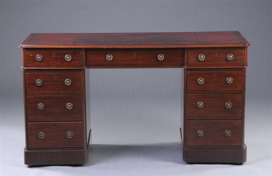 Appraisal: GEORGE III REGENCY STYLE DOUBLE PEDESTAL DESK late th century