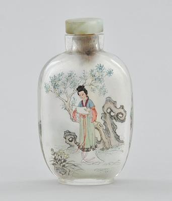 Appraisal: A Glass Reversed Painted Snuff Bottle Of tapered flattened shape