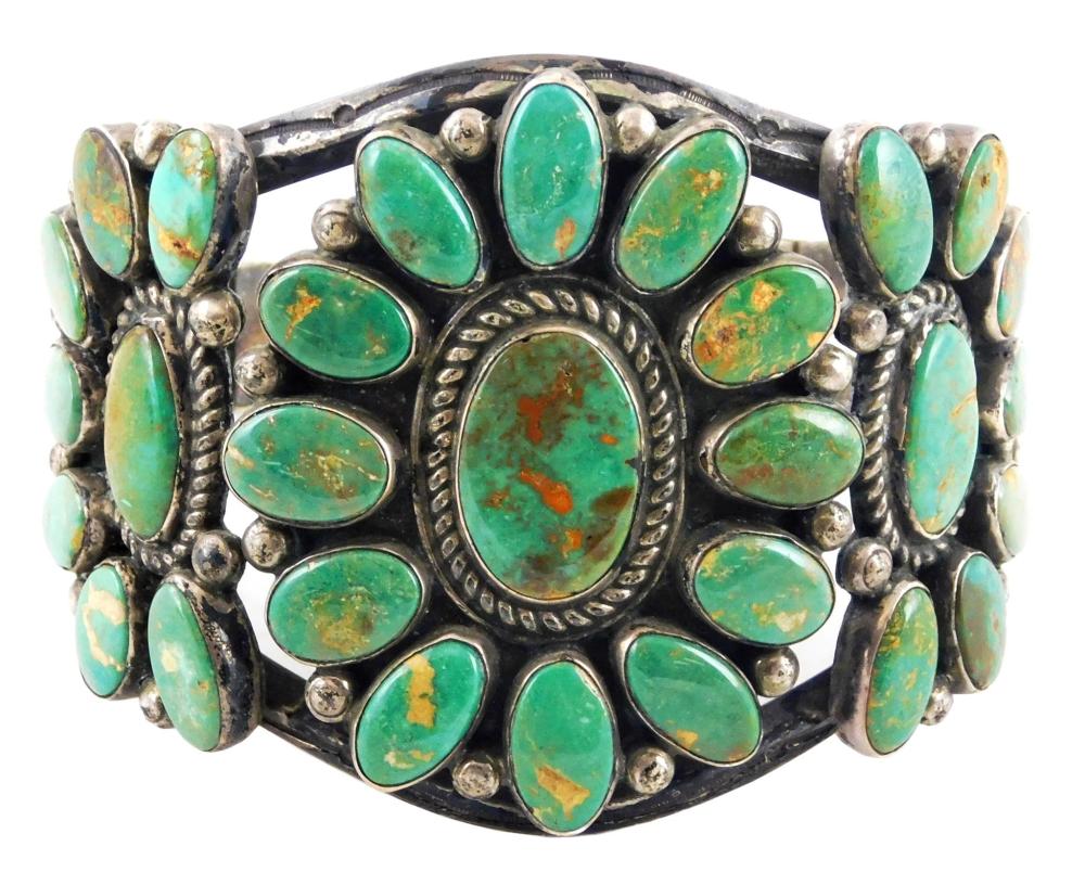 Appraisal: Navajo Squash Blossom cuff by Harrison Jim New Mexico th