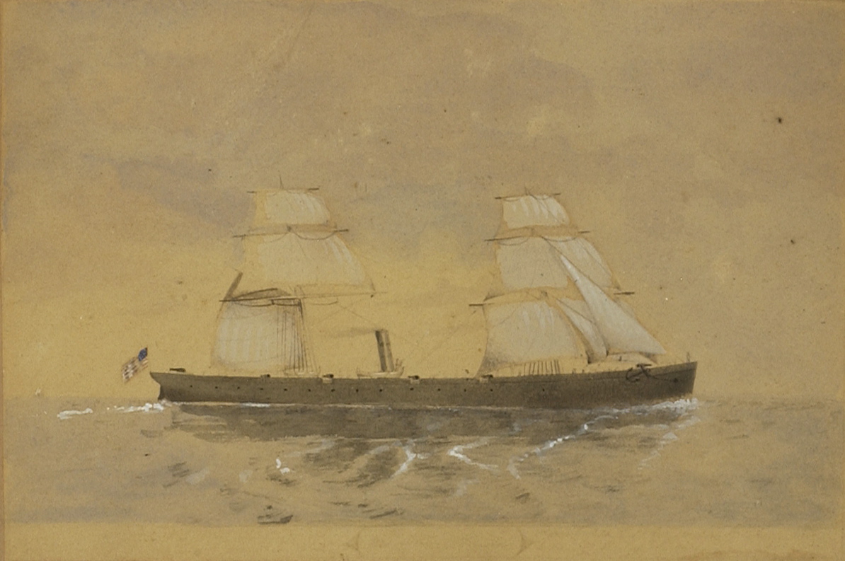 Appraisal: FRAMED WATERCOLOR The American ship S S Varuna sunk after