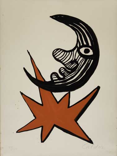 Appraisal: ALEXANDER CALDER Black Moon Color lithograph on cream wove paper