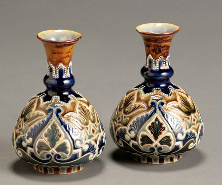 Appraisal: Pair of Doulton Lambeth Glazed Stoneware Vases Decorated by Eliza