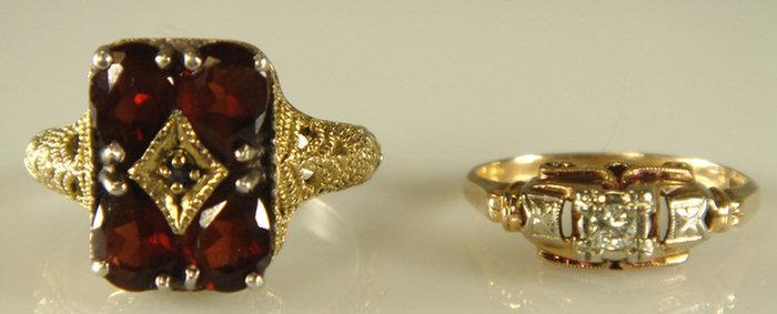 Appraisal: Sterling and K YG filigree garnet ring size with a