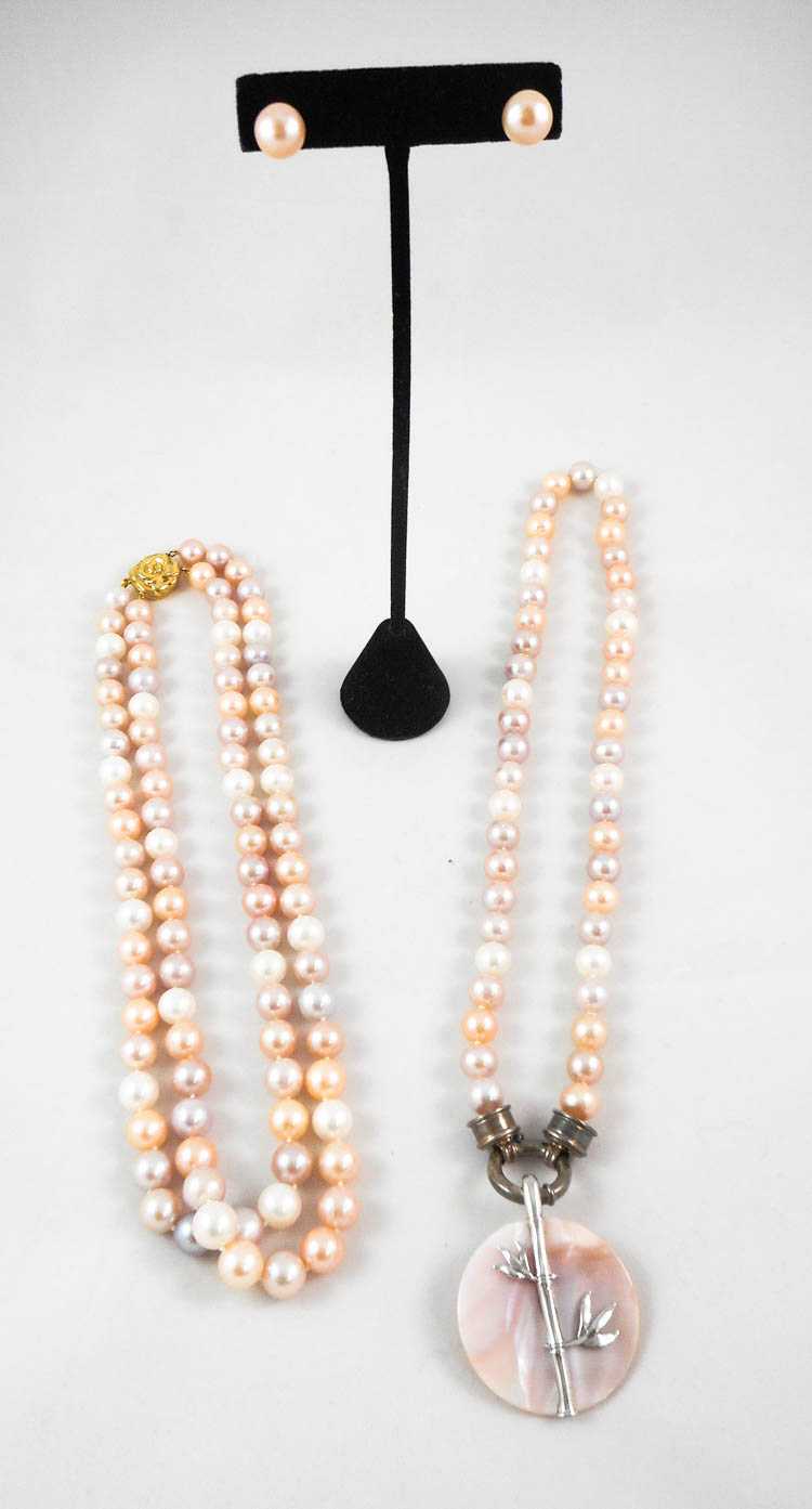 Appraisal: FOUR ARTICLES OF PEARL JEWELRY including an - inch multi