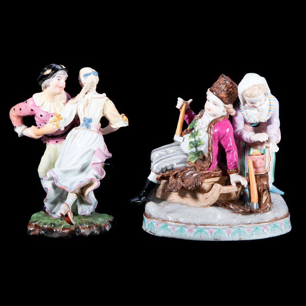 Appraisal: Two Figural Groups Continental Porcelain Two figural groups Dancing Couple