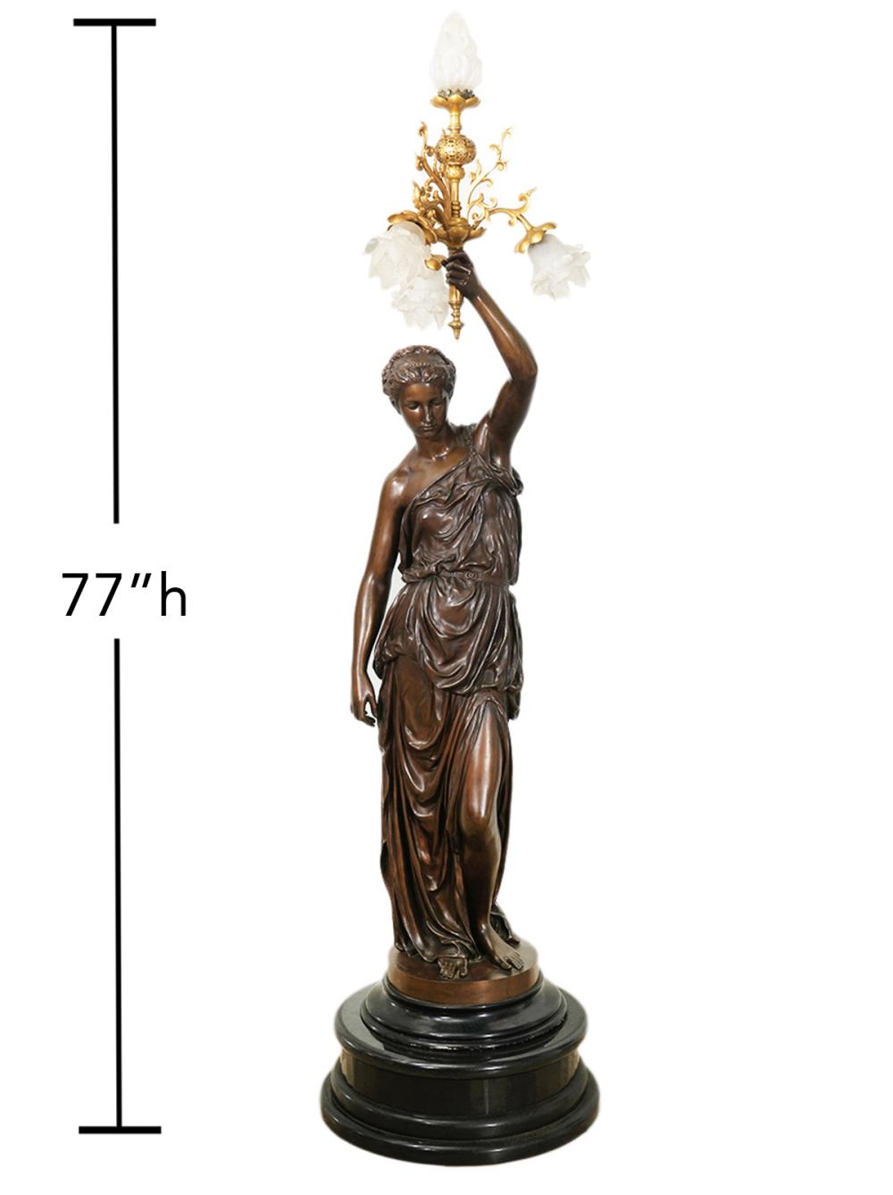 Appraisal: ALEXANDRE FALGUIERE BRONZE FIGURAL CANDELABRAAlexandre Falguiere France - French patinated