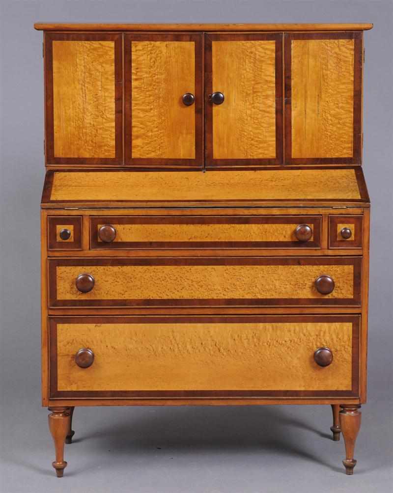 Appraisal: FEDERAL FIGURED MAPLE AND CHERRY LADY'S WRITING DESK The upper