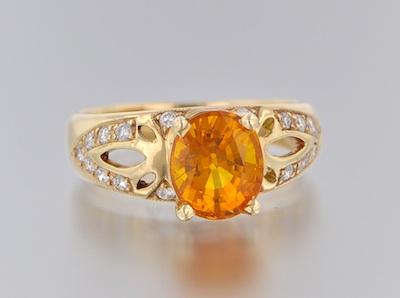 Appraisal: A Ladies' Yellow Sapphire and Diamond Ring k yellow gold