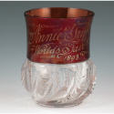 Appraisal: Ruby banded vase etched Annie Griffiths World's Fair Unmarked Feathered