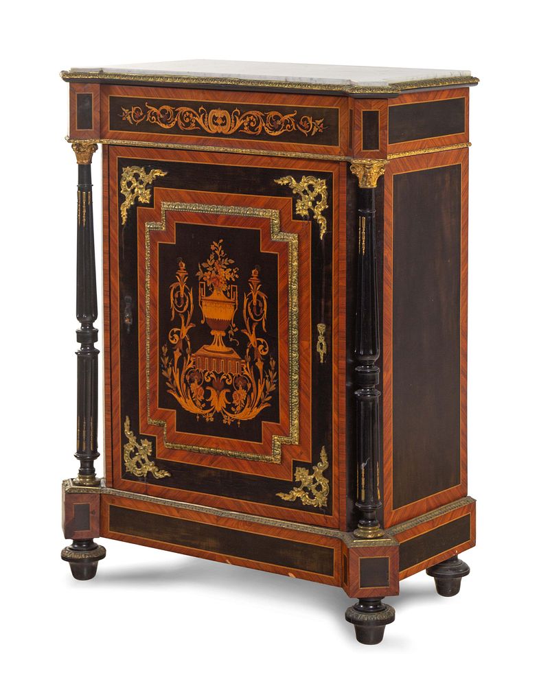 Appraisal: A Napoleon III Style Parcel Ebonized and Marquetry Meuble d'Appui