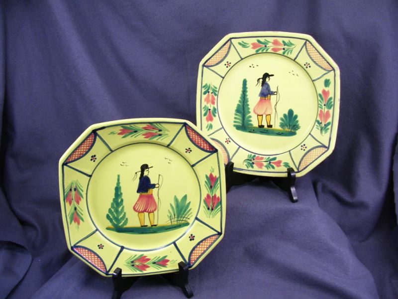 Appraisal: - Quimper Luncheon Plates Two yellow plates each depicting a