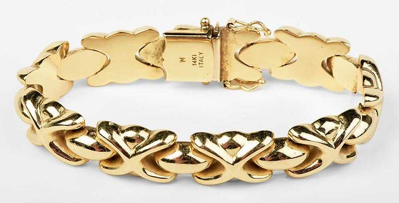 Appraisal: kt Bracelet fancy link design stamped M Kt Italy yellow