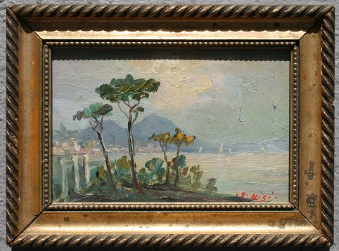 Appraisal: BAY OF NAPLES OIL BOARD SIGNED E NISI '' x