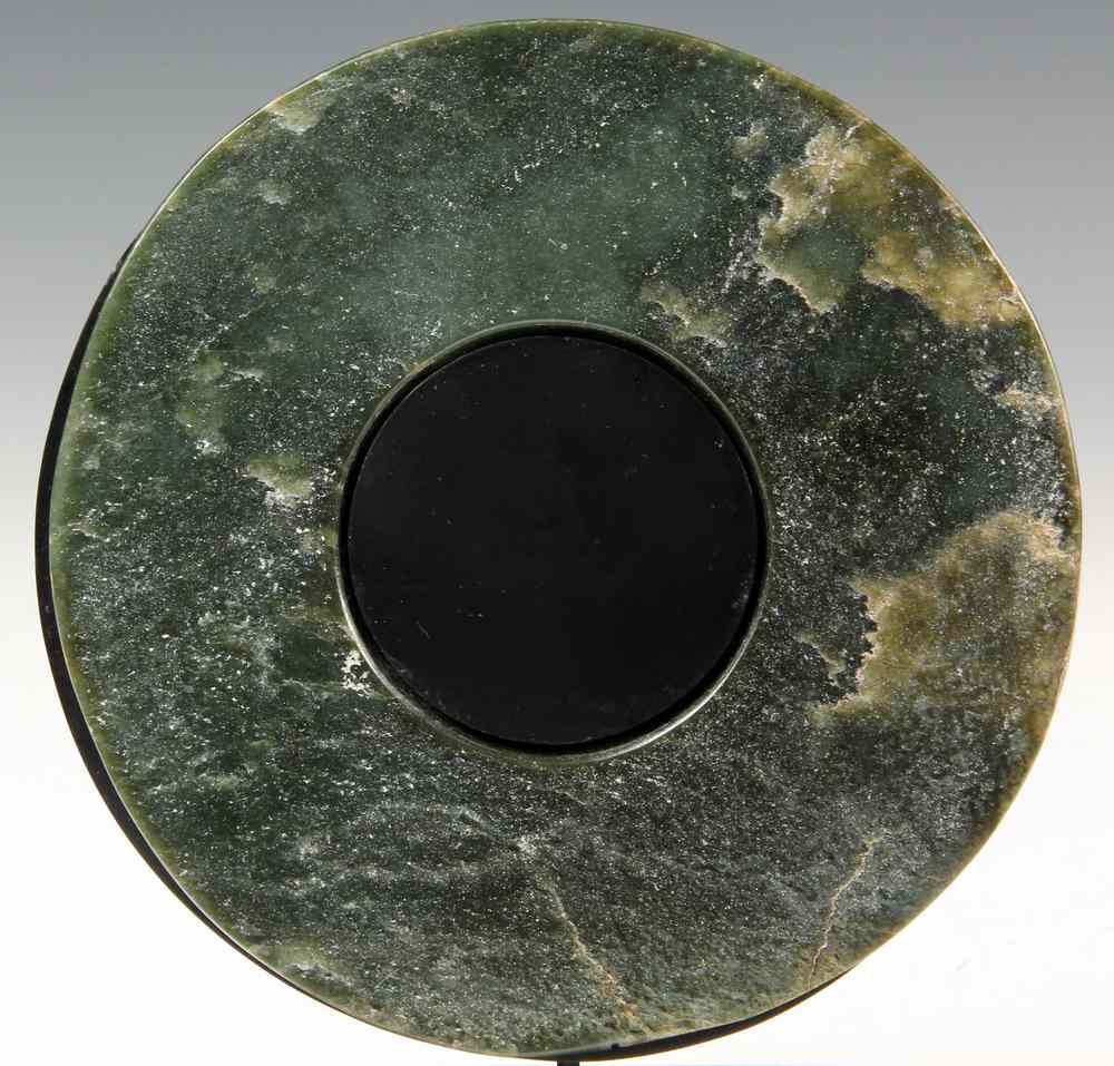 Appraisal: NEOLITHIC CHINESE CEREMONIAL JADE BI DISC - Of lustrous polished