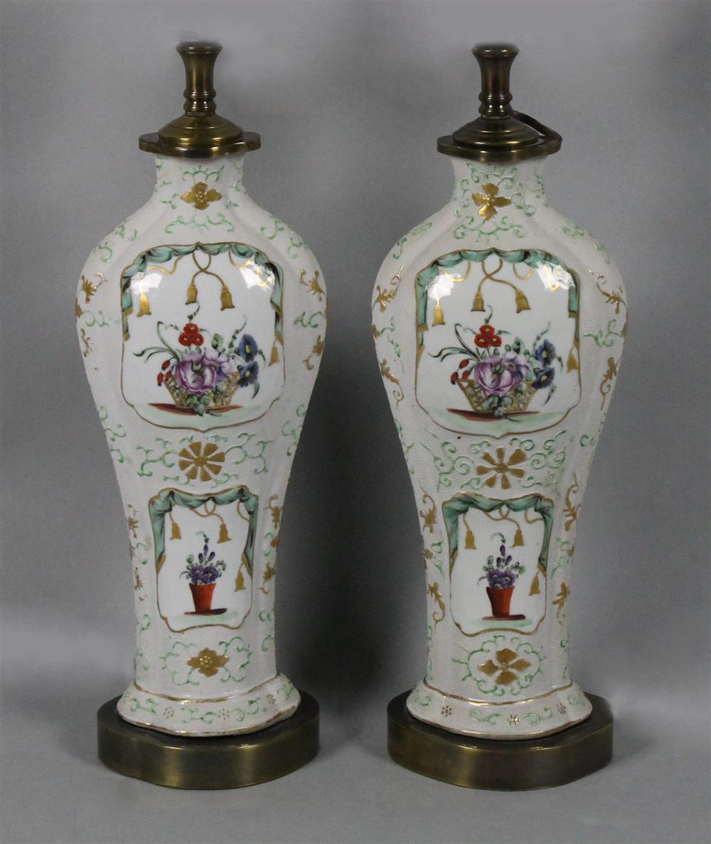 Appraisal: PAIR OF TH C CHINESE EXPORT FAMILLE ROSE HIGH-SHOULDERED VASES