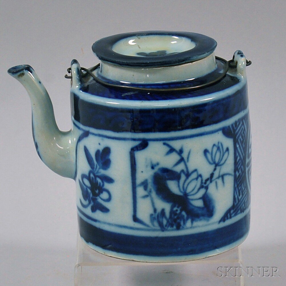 Appraisal: Staffordshire Flow Blue Ceramic Teapot with floral decoration to sides