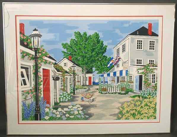 Appraisal: Framed print Morning Glory Caf signed l r Eric Holch