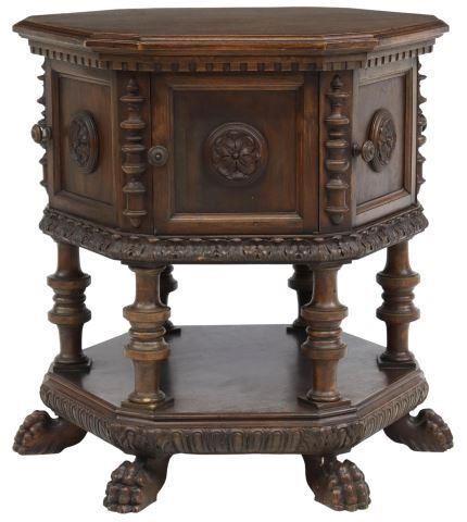 Appraisal: Italian Renaissance Revival walnut side table early th c twelve-sided