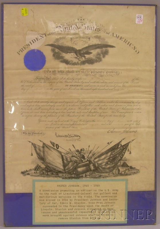 Appraisal: Two Framed and Mounted Civil War Service Related Certificates and