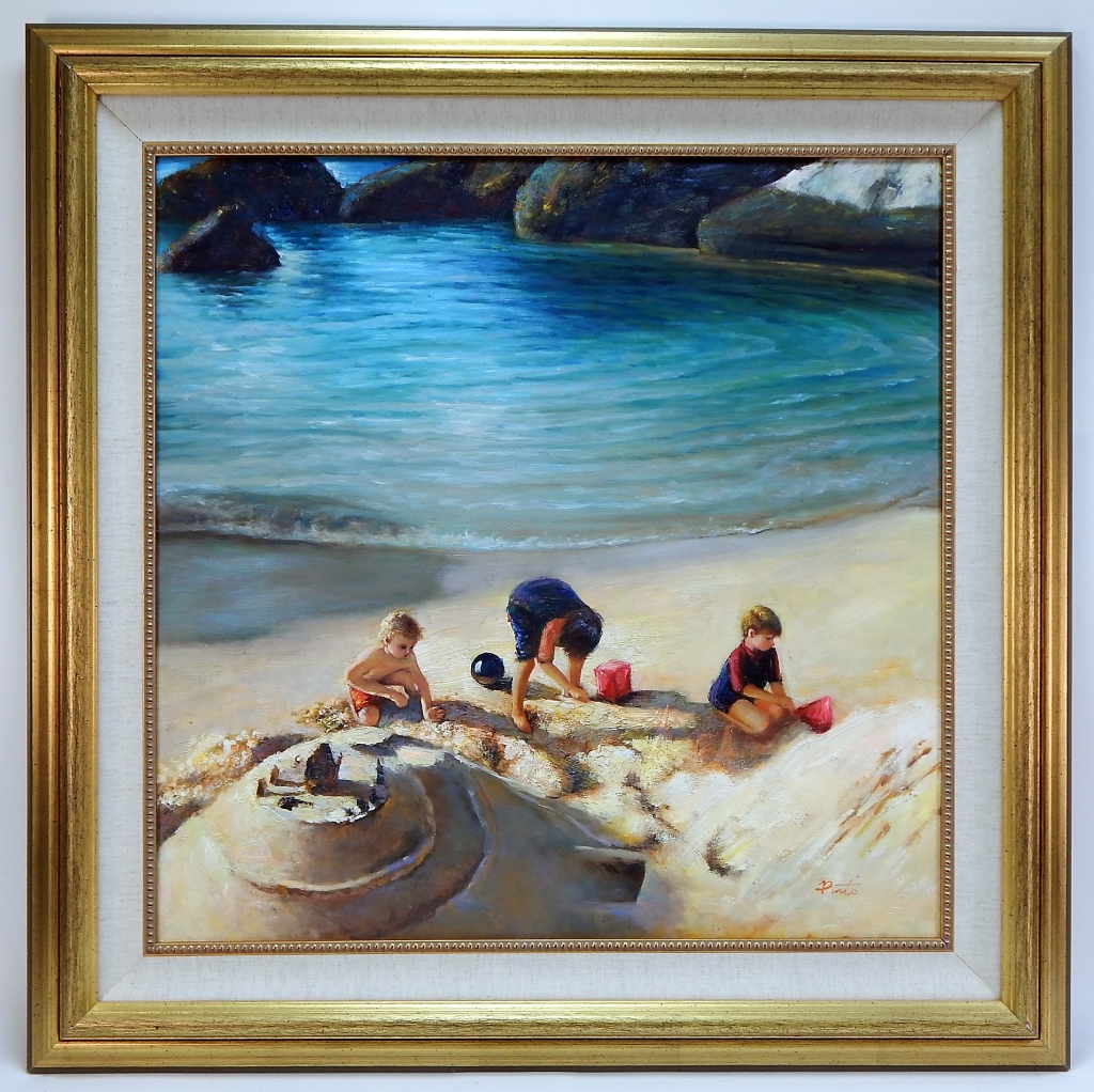 Appraisal: MODERN IMPRESSIONIST BEACH DAY COASTAL PAINTING United States th CenturyDepicting