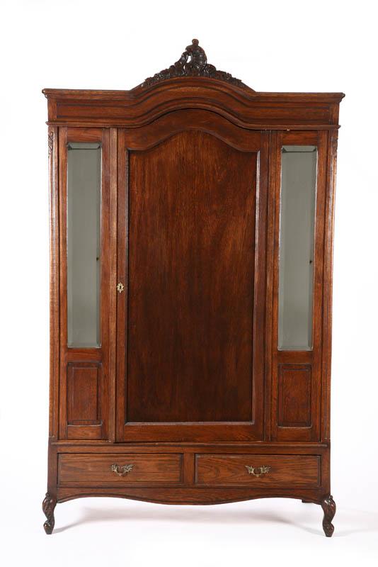 Appraisal: BREAKDOWN WARDROBE Oak with a carved and arched crest single